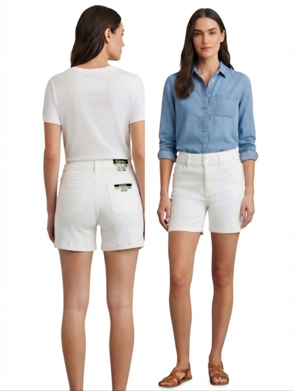 d.jeans White Cotton Blend Twill High Waist Midi Shorts 5" Inseam Size 8